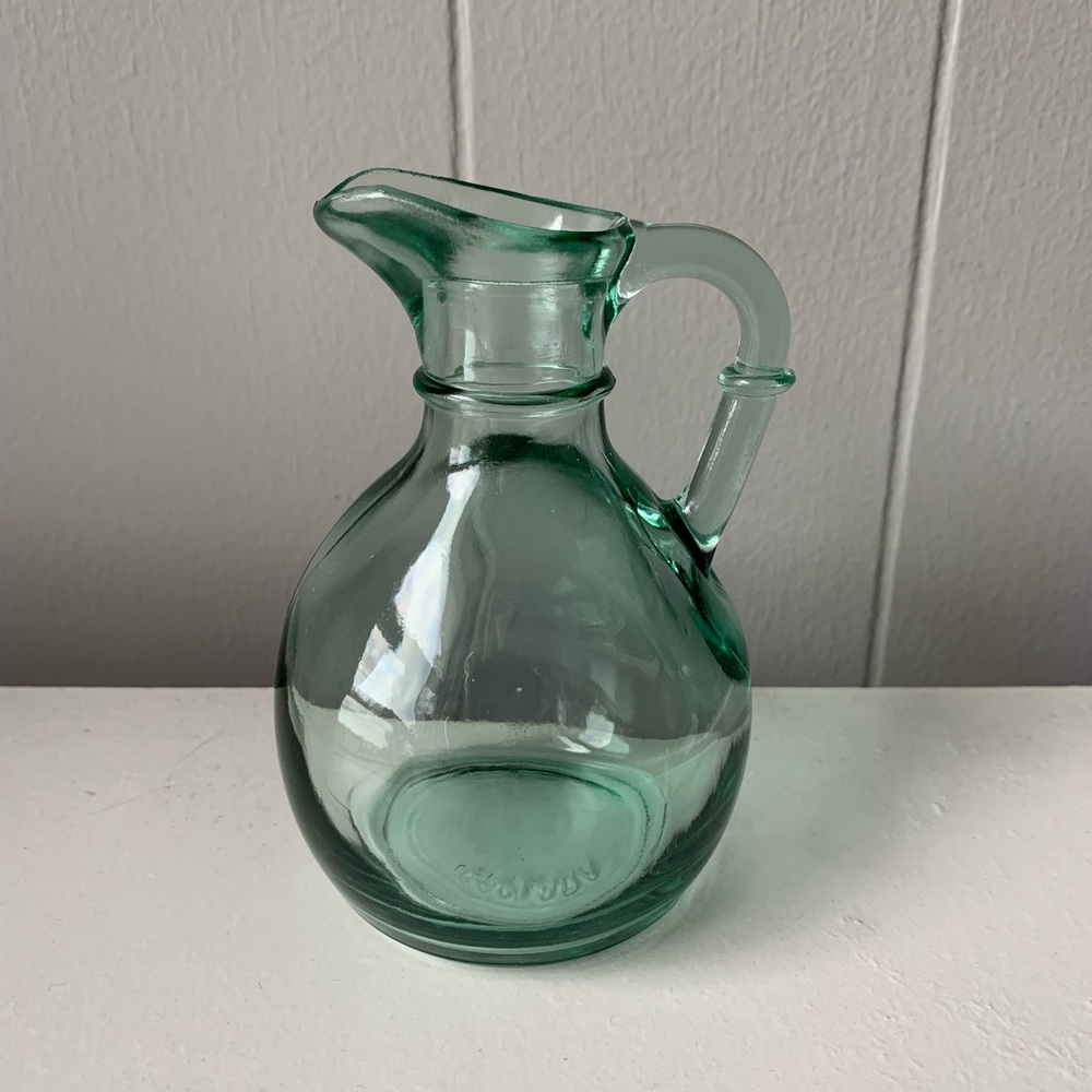 Vintage Small Green Glass Pitcher